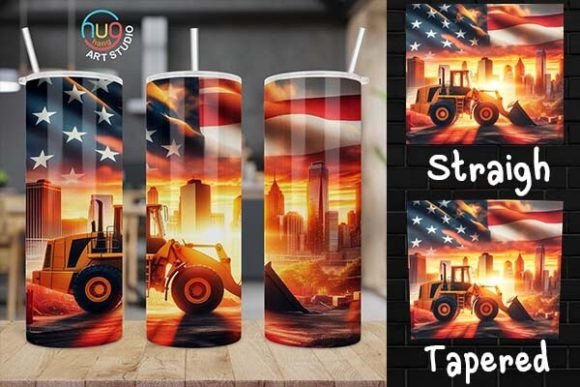 Download Excavator Construction USA Flag Tumbler - Usa flag tumbler Collection