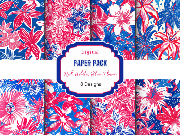 Download Preppy Red, White, Blue Flowers - Premium Resources