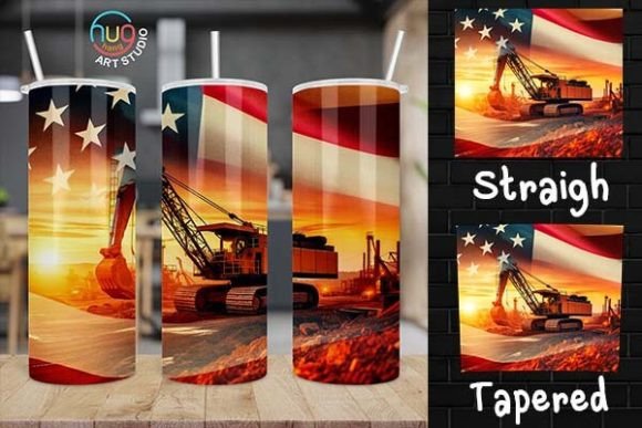 Download Excavator Construction USA Flag Tumbler - Usa flag tumbler Collection