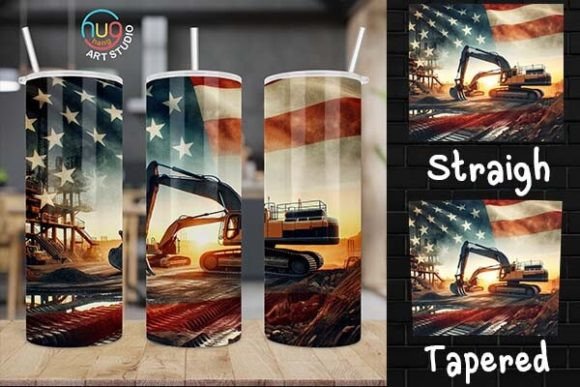 Download Excavator Construction USA Flag Tumbler - Usa flag tumbler Collection