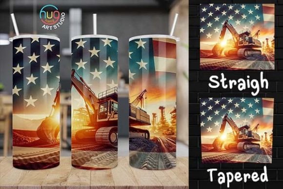Download Excavator Construction USA Flag Tumbler - Usa flag tumbler Collection