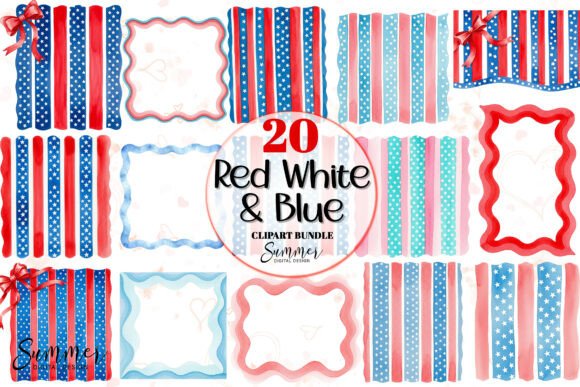 Download Red White Blue 4th of July Stripe Frames - Red white blue Collection
