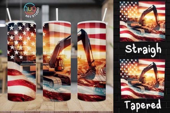 Download Excavator Construction USA Flag Tumbler - Usa flag tumbler Collection