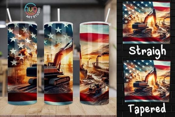 Download Excavator Construction USA Flag Tumbler - Usa flag tumbler Collection