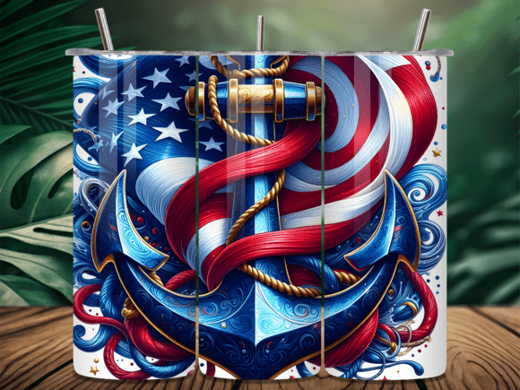 Download US Flag Anchor Nautical Tumbler Wrap PNG - Nautical tumbler wrap Collection