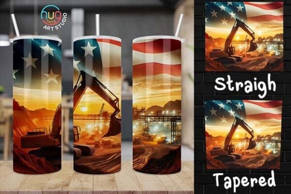 Download Excavator Construction USA Flag Tumbler - Usa flag tumbler Collection