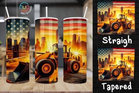 Download Excavator Construction USA Flag Tumbler - Usa flag tumbler Collection