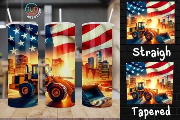 Download Excavator Construction USA Flag Tumbler - Usa flag tumbler Collection