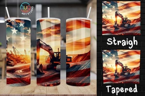 Download Excavator Construction USA Flag Tumbler - Usa flag tumbler Collection
