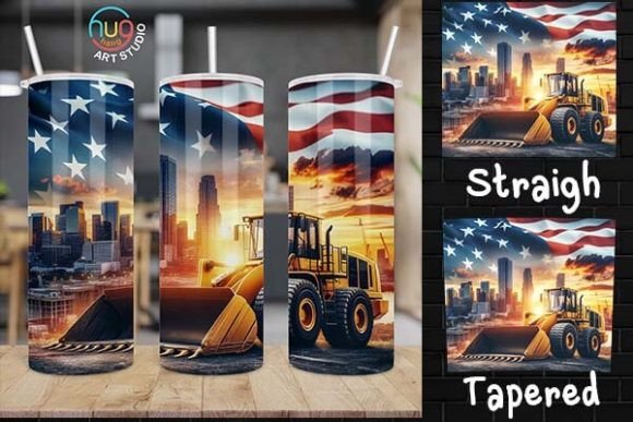 Download Excavator Construction USA Flag Tumbler - Usa flag tumbler Collection