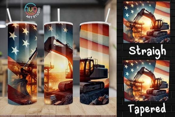 Download Excavator Construction USA Flag Tumbler - Usa flag tumbler Collection