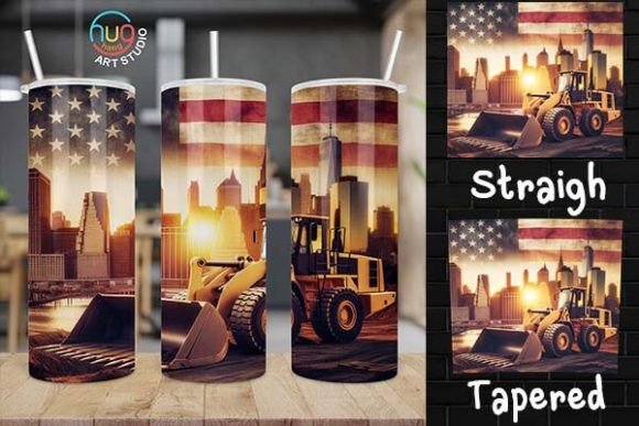 Download Excavator Construction USA Flag Tumbler - Usa flag tumbler Collection