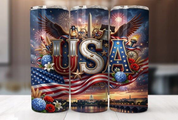 Download Patriotic USA Flag Tumbler Wrap PNG - Usa flag tumbler Collection